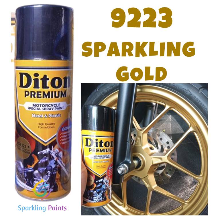 Pilox Diton Premium Sparkling Gold 9223 Emas Metalik 400ml Cat Pilok Pylox Mas Metallic Metalic Velg Sepeda Motor Vario