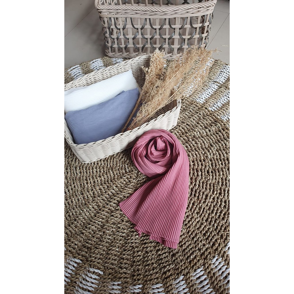 CRIMELDA PASHMINA PLISKET FULL 175x75 DIAMOND CREP HIJAB FASHION MUSLIM-DUSTYPINK P.PLISKT