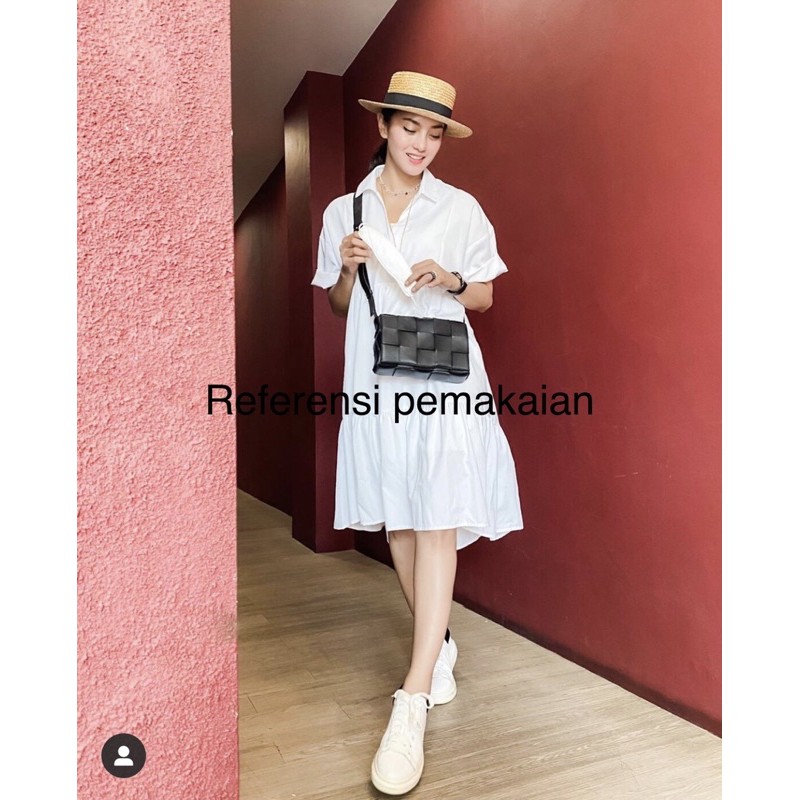 Dress Poplin Consenso Ruffle Red White Black