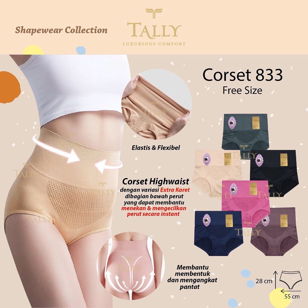 TALLY Corset Pelangsing Bahan Rajut Fit to L - XL Celana Dalam Semi Korset CST 833