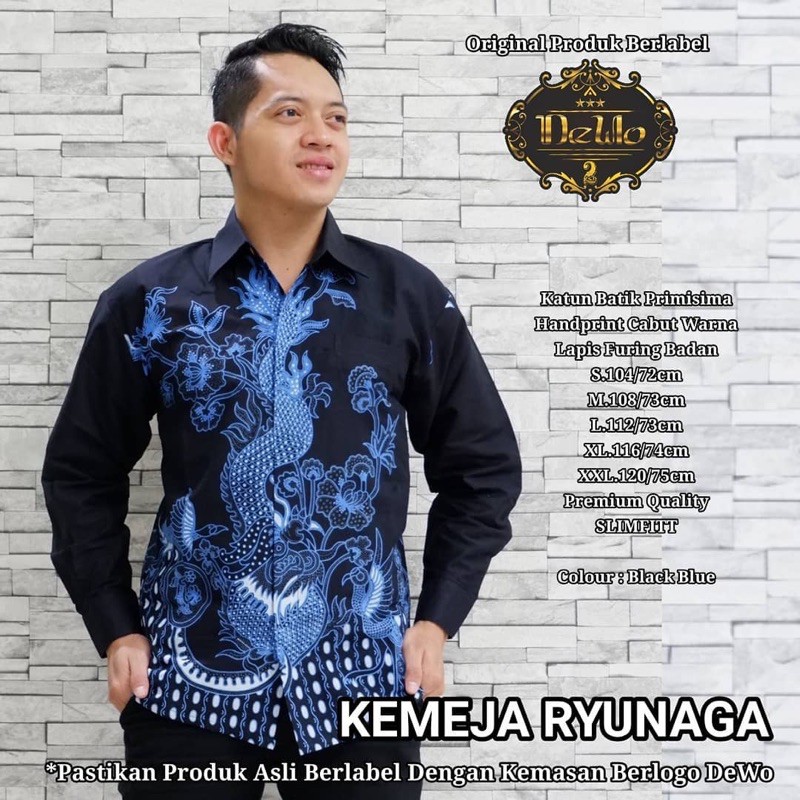 BATIK RYUNAGA BIRU FULL FURING KATUN HALUS SIZE M-XXL HIGH QUALITY