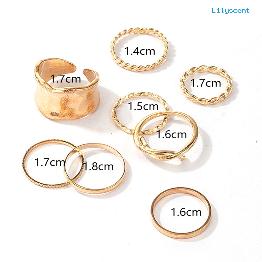 8pcs / Set Cincin Jari Bentuk Kepang Tidak Teratur Bahan Alloy Untuk Aksesoris Perhiasan