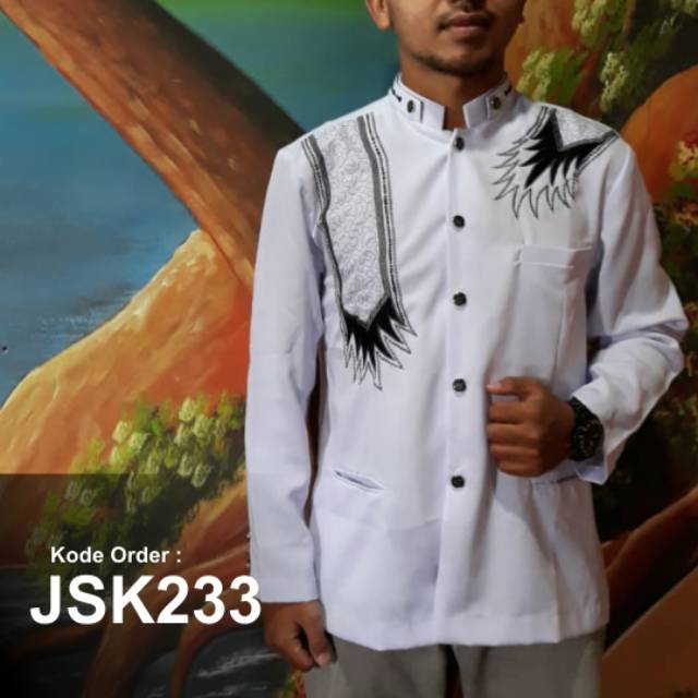 Jasko putih bordir sorban elegan