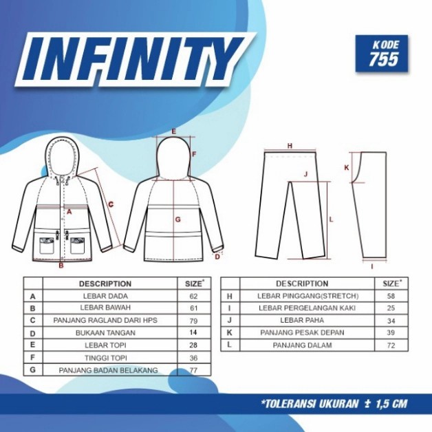 Jas Hujan Setelan Parka Unisex Plevia Type Infinity 755 Premium