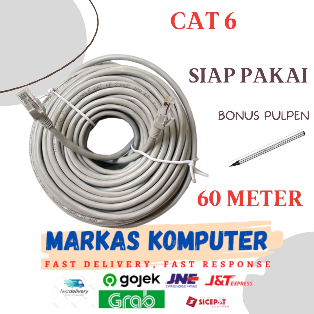 Kabel LAN 60m CAT 6 Internet Jaringan Cat6 UTP 60 Meter