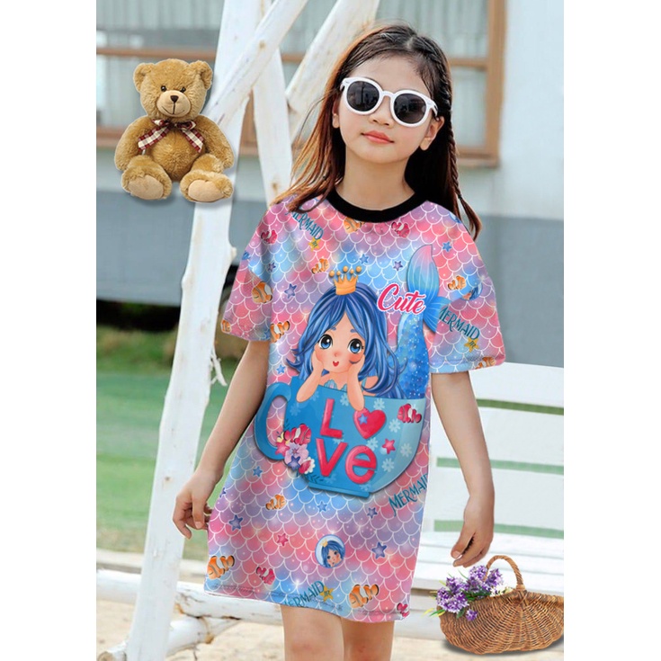 RILLO - DASTER ANAK PEREMPUAN MOTIF FULL PRINT / DRESS UMUR 1-8 TAHUN