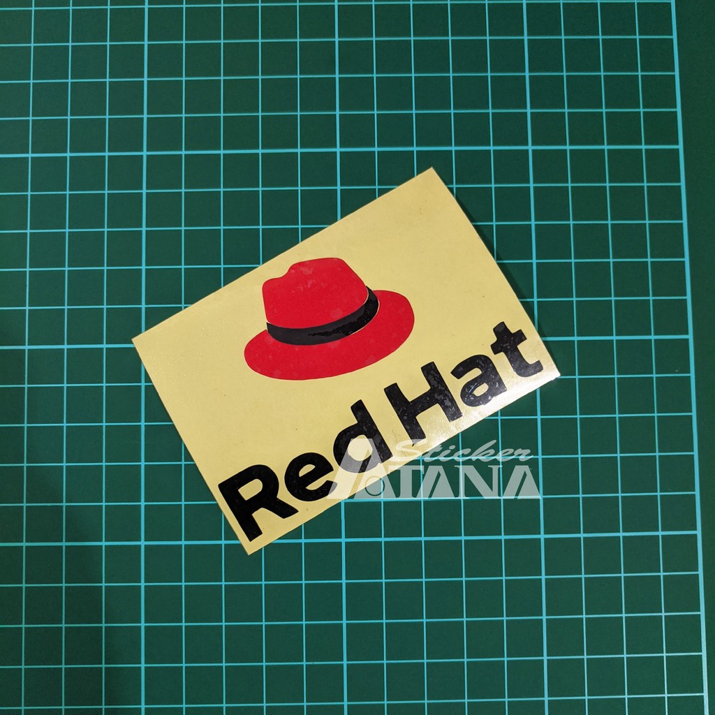 Stiker Cutting Mini Reflective Logo Linux Red Hat Enterprise Square 5 x 3 cm Nyala Laptop Hp Skin