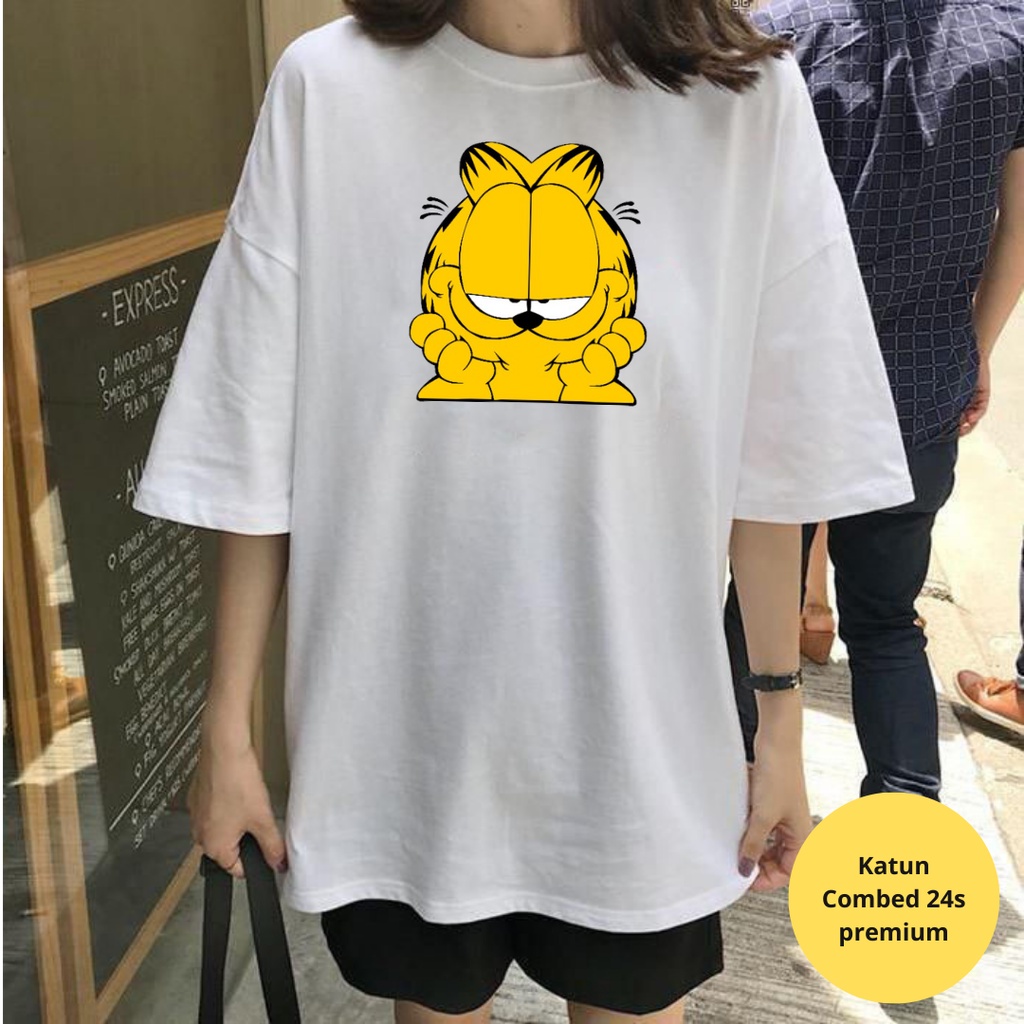 Kaos Oversize Katun Combed 24s Garfield Oblong Unisex Jumbo XXL