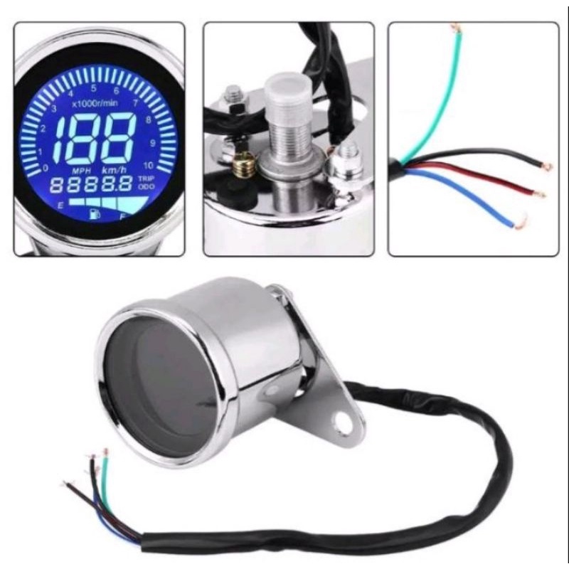 Spidometer Digital Custom Full Indikator LED Speedometer LED CB Japstyle Custom Full Meter RPM Digital/LED 7 warna RX king Tiger Mega Pro Dill Universal motor