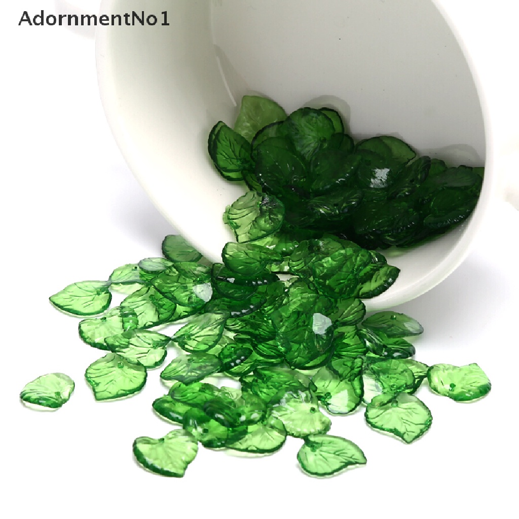 (AdornmentNo1) 100pcs / Lot Liontin Daun Hijau Transparan Bahan Akrilik Untuk DIY Perhiasan