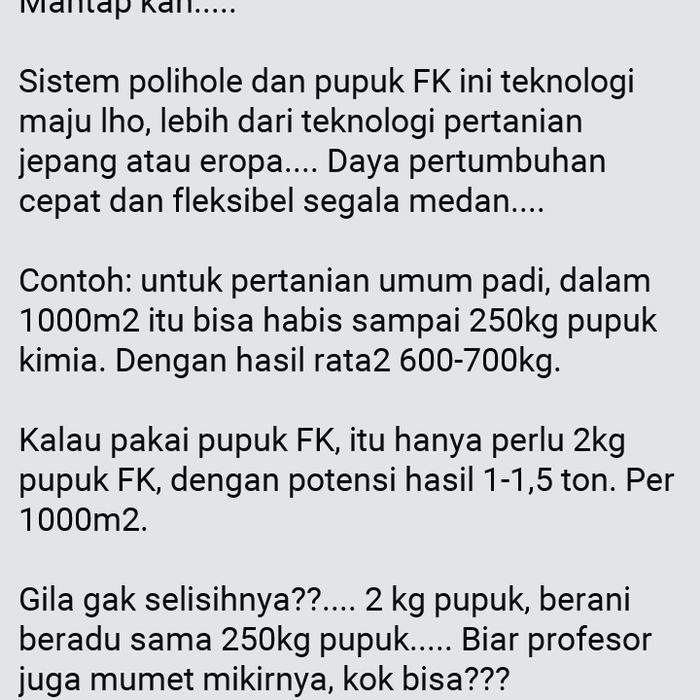 TERLARIS 1 Kg Pupuk FK untuk Padi, Modal Lebih Kecil Panen Padi Lebih Banyak, Panen Meningkat sampai 2x lipat, Panen Lebih Cepat, Padi jadi Tahan Penyakit, dll - Pupuk Organik FK