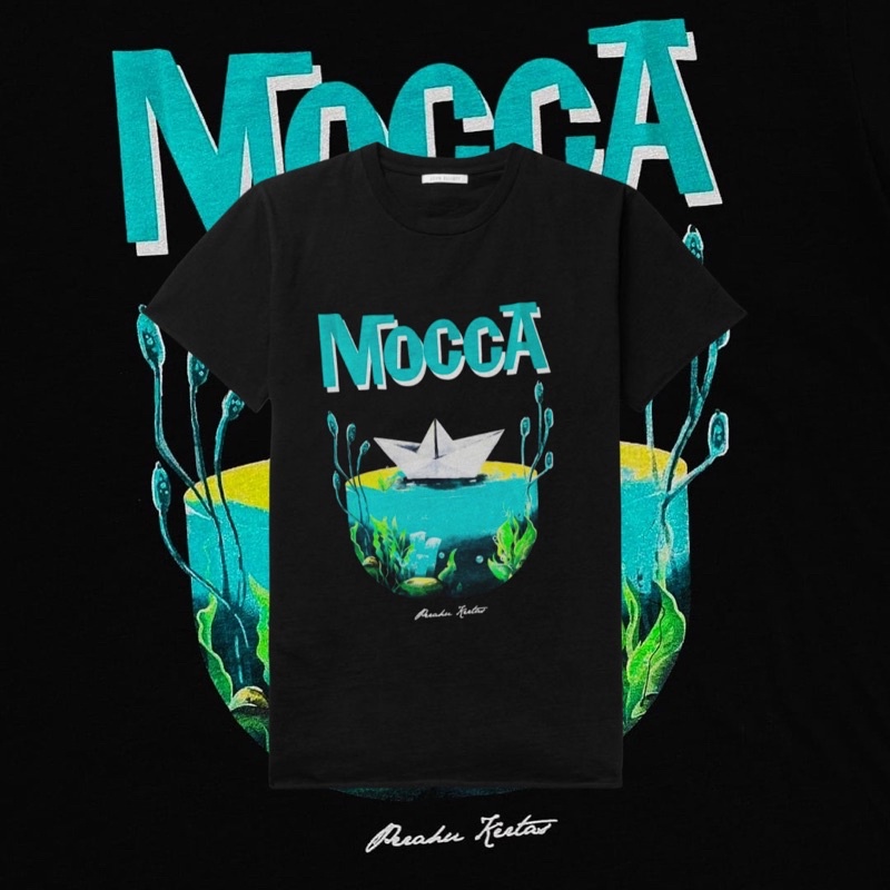 KAOS BAJU MOCCA BAND - PERAHU KERTAS - TSHIRT METAL MUSIK ROCK TEE BOOTLEG Hitam Pria Wanita dewasa 