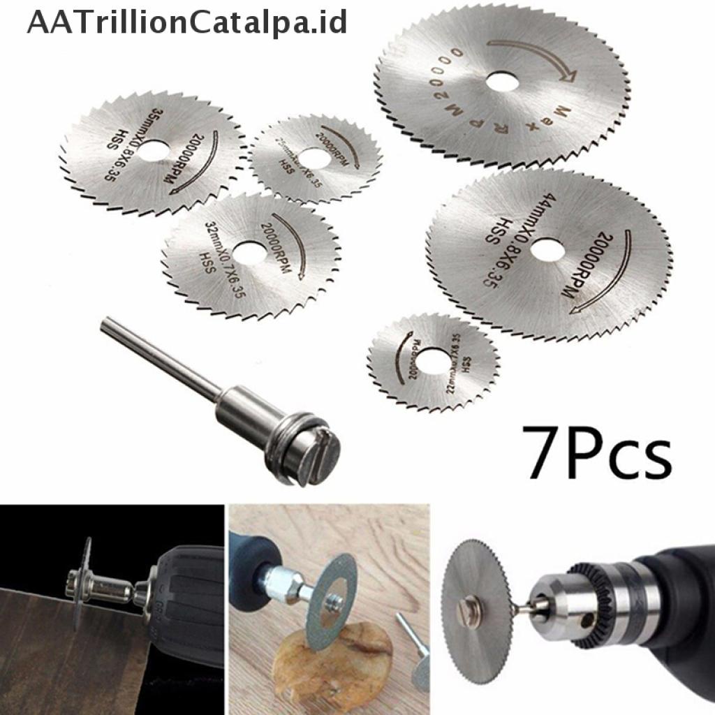 7 Pcs / Set Alat Cakram Pemotong Mandrel HSS Rotary Saw Blade Cutoff