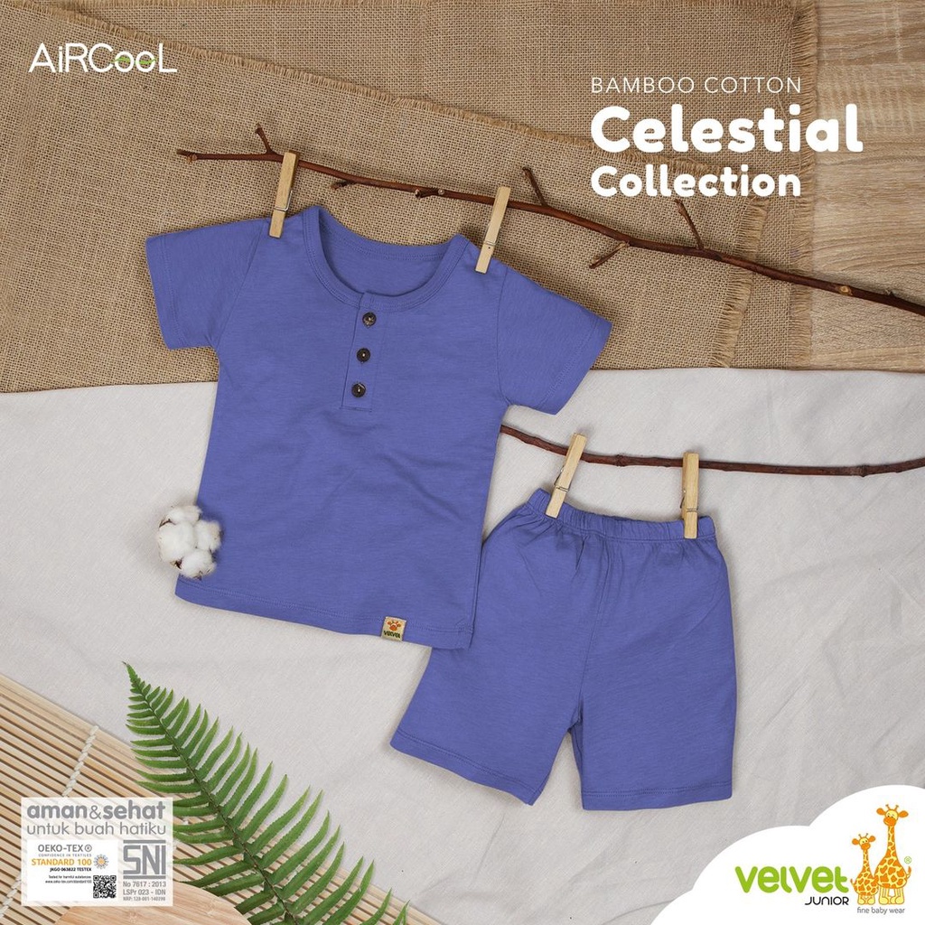 Velvet Bamboo Cotton Celestial Collection Setelan Pendek Celana Pendek Random Warna - CC-036C3