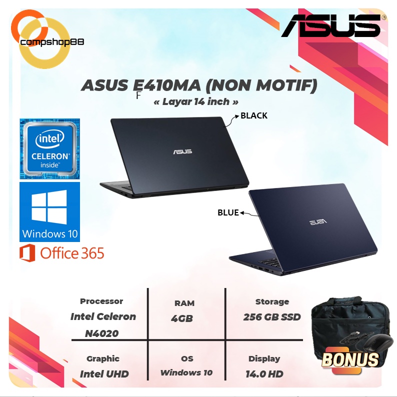LAPTOP MURAH ASUS VIVOBOOK E410MA & L510MA 4GB 256SSD W10+OFF365 14.0FHD-1
