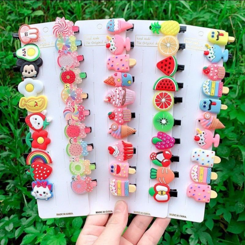 10PCS SET JEPIT RAMBUT ANAK JEPITAN RAMBUT ANAK MOTIF KARAKTER KARTUN