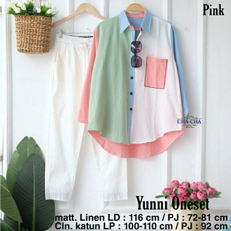 YUNNI ONE SET SETELAN LINEN TERLARIS PICT BY CHACHA SOLO BISA COD