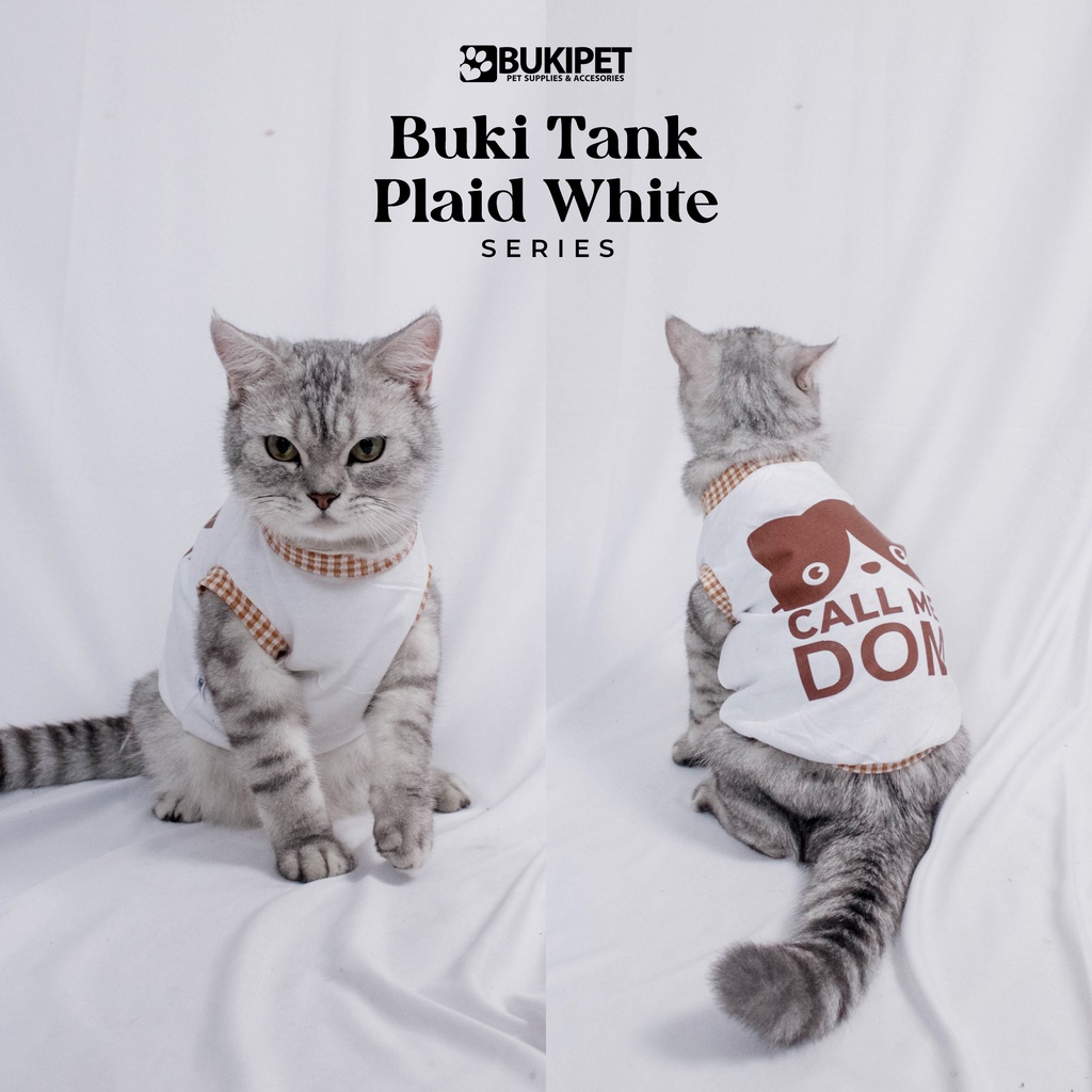 Baju kucing anjing kelinci monyet lucu murah aksesoris hewan kecil - BUKI TANK WHITE SERIES