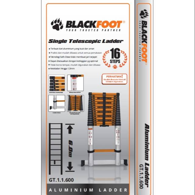 Tangga lipat single 16step 6.2M / Single telescopic ladder/TANGGA MULTIFUNGSI BERKUALITAS