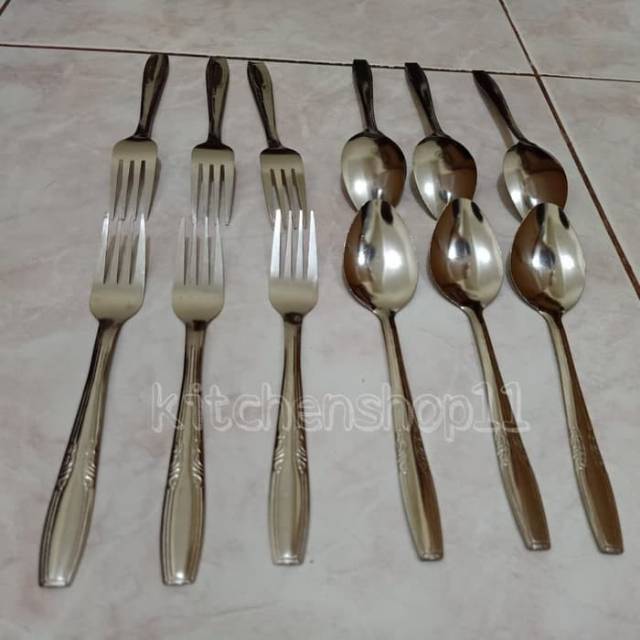 12pcs Sendok makan stainless murah isi 12pcs / sendok makan ekonomis isi 12 / garpu makan tebal / paket set sendok garpu stainless