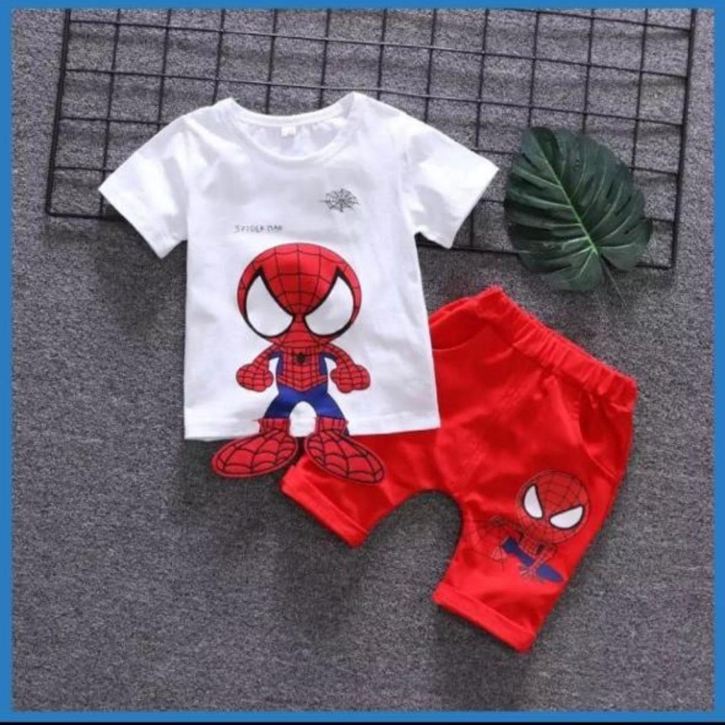 SETELAN ANAK BAJU ANAK SPIDERMEN 1-5 TAHUN SETELAN ANAK LAKI LAKI DAN PEREMPUAN TERBARU