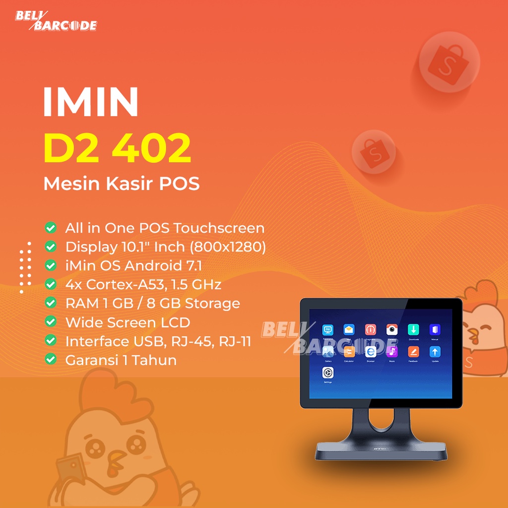 MESIN KASIR ANDROID UNTUK CAFE IMIN D2 402 LAYAR TOUCHSCREEN 10&quot;