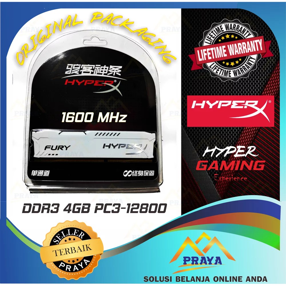 ORIGINAL RAM PC DDR3 4GB 4 GB KINGSTON HYPERX HEATSINK PC-12800 Pc12800 1600 MHZ DIMM LONGDIMM