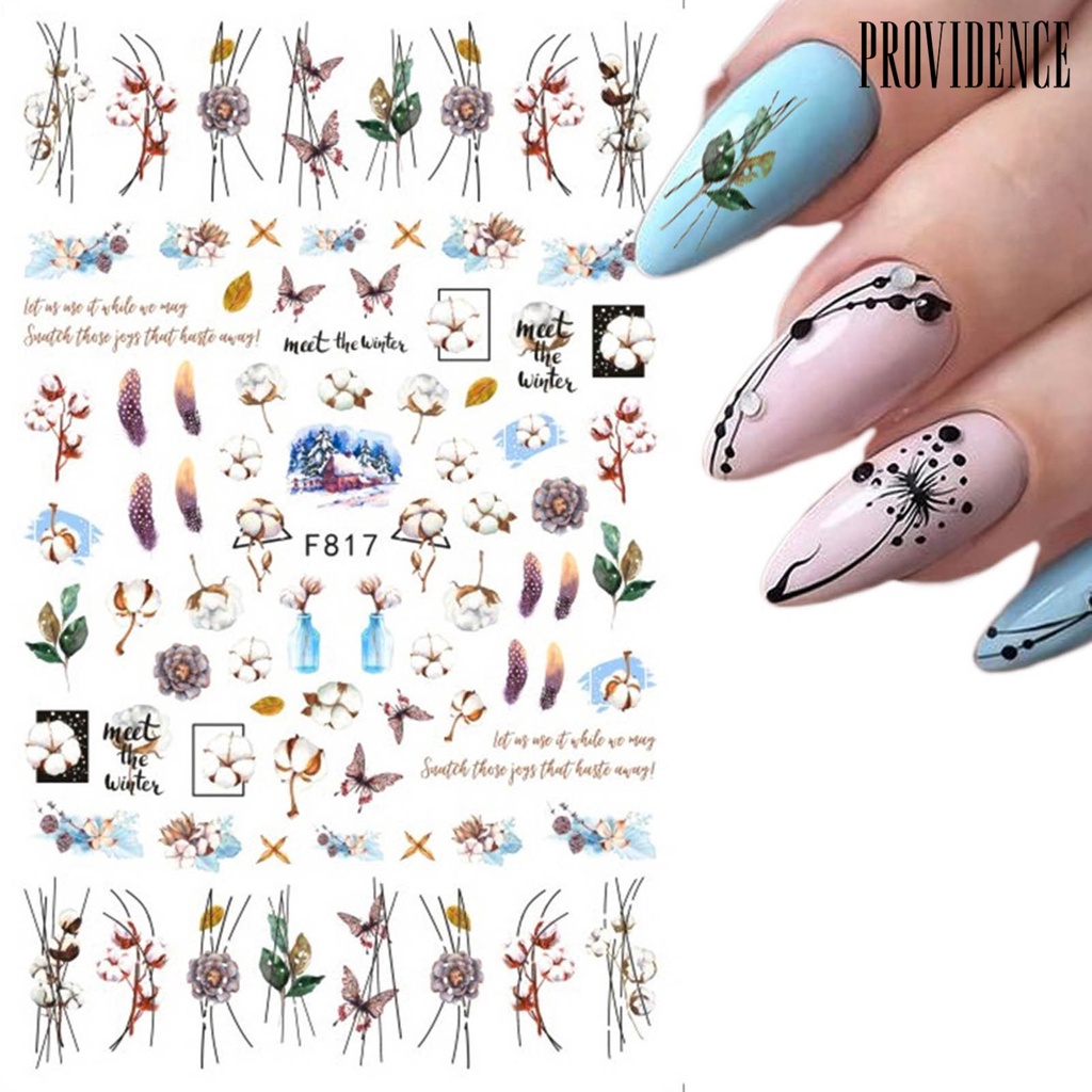 Providence Stiker Kuku 3d Motif Daun / Geometri Aksen Glitter Untuk Aksesoris Nail Art / Manicure