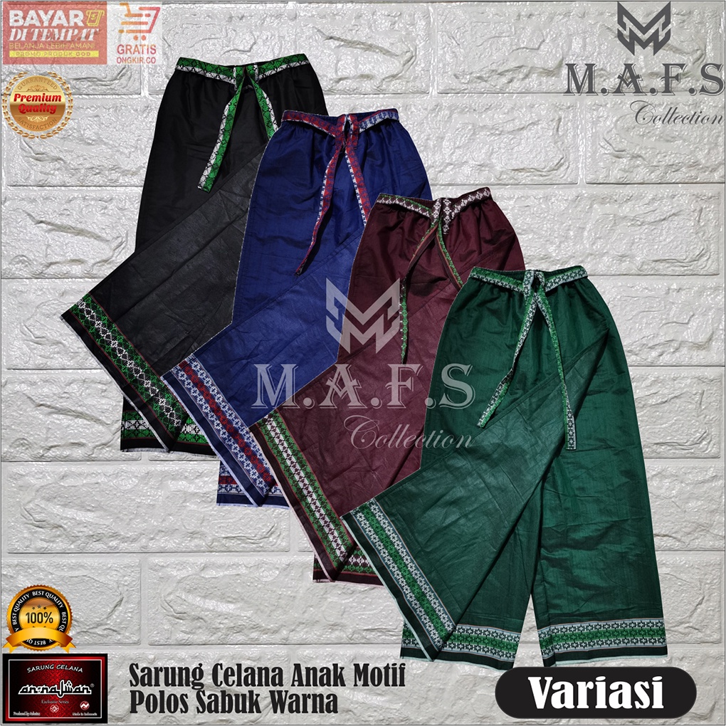 SARUNG CELANA ANAK &amp; REMAJA MOTIF POLOS SABUK WARNA 5 -15 TAHUN