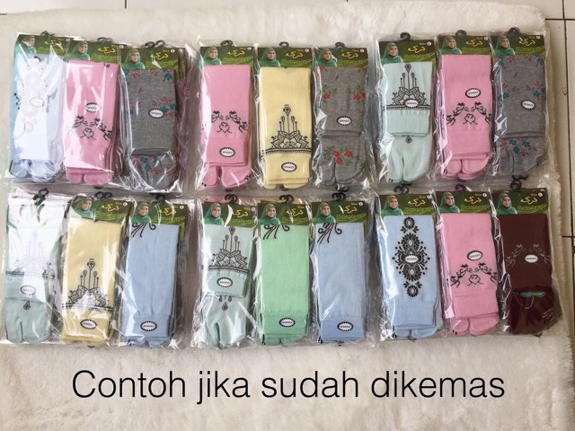 DIKEMAS 12 Pasang Kaos Kaki Jempol POLYESTER MOTIF (Lusinan)