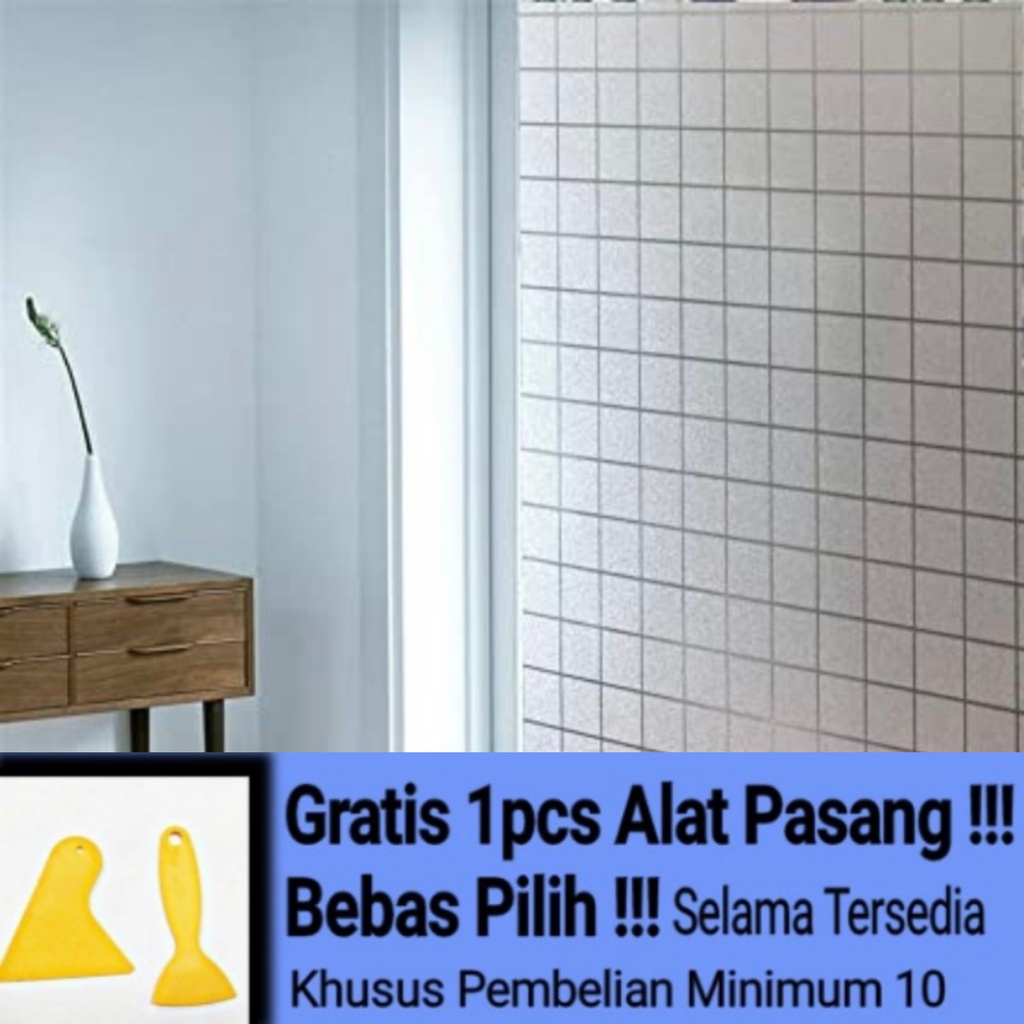 Stiker | Stiker Kaca Film Sandblast | Stiker Kaca Motif Kotak-Kotak