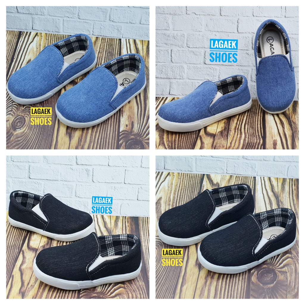  sepatu  anak  slip on polos bahan kanvas keren usia 1 2 3 4 