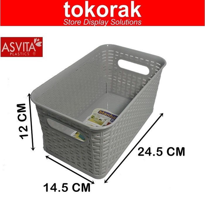 ASVITA KERANJANG MANHATTAN BK282 STORAGE BASKET KERANJANG PLASTIK SEGI