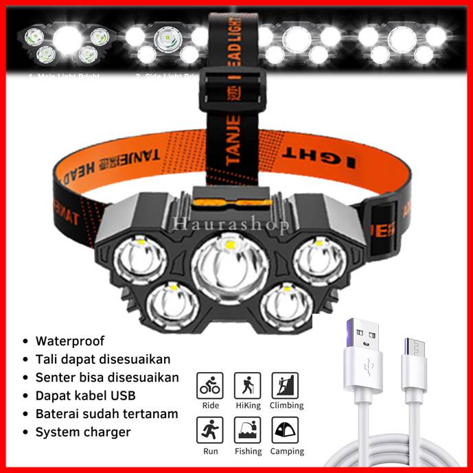 Senter Kepala Mini Lampu Warna Kuning Terlaris Jarak Jauh Outdoor Z8A0 Murah Awet Head Lamp Original