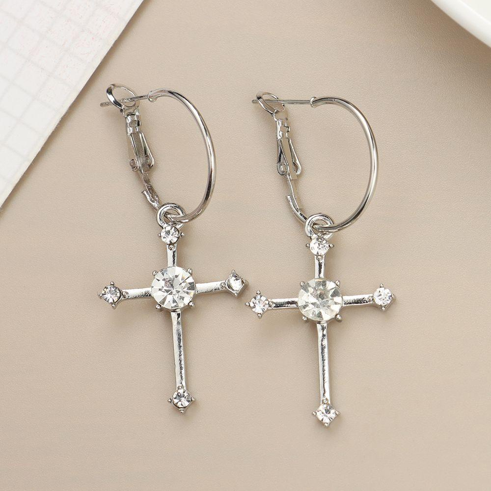 Preva Diamante Cross Earrings Hadiah Aksesoris Pesta Perjamuan Pernikahan