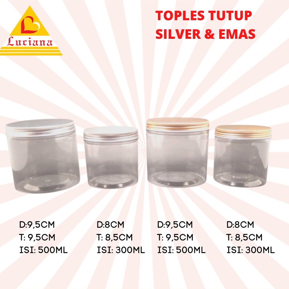 Toples Bening Plastik Tutup Alumunium Silver/Bening/Gold