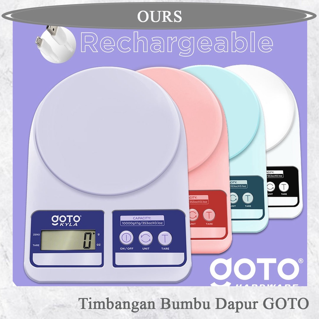 Goto Kyla Kitchen Scale Timbangan Bumbu Dapur Timbangan Kue Digital Charge LED Timbangan
