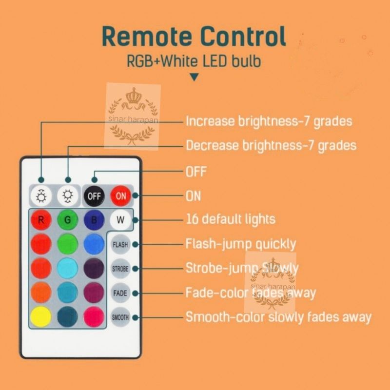 LAMPU BOHLAM LED RGB BERUBAH WARNA REMOTE CONTROL ORIGINAL