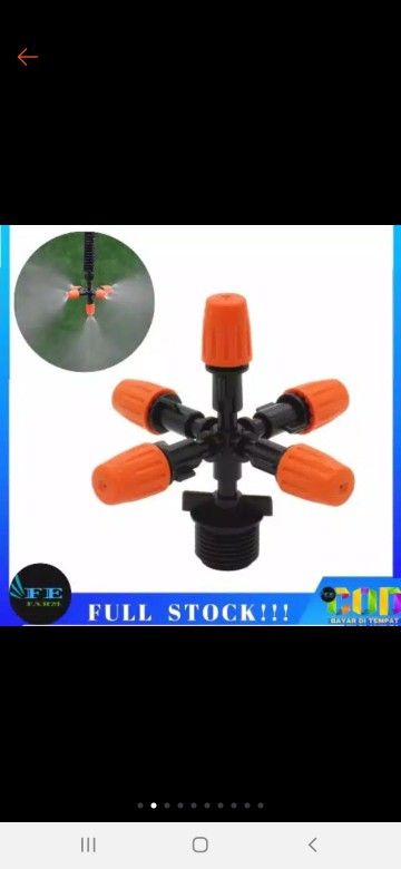 Sprayer Mist Nozzle Taman + Nepel Tee Untuk Selang Pe 7mm