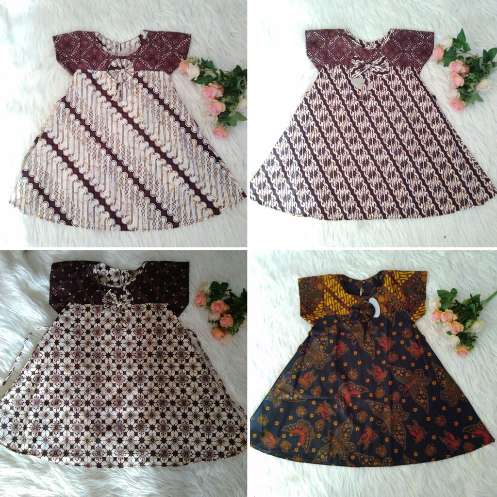 Dress Batik anak Modern Batik Anak Perempuan Dress anak Perempuan Motif Batik