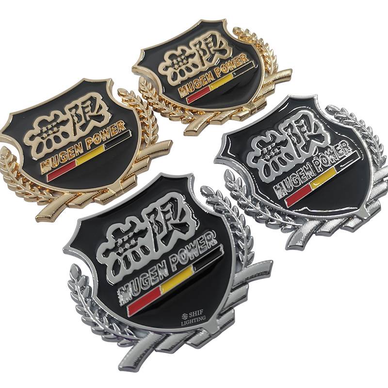 2 X Metal MUGEN POWER MOTORS Logo Car Auto Side Window Decorative Emblem Badge Sticker Decal For HONDA CIVIC