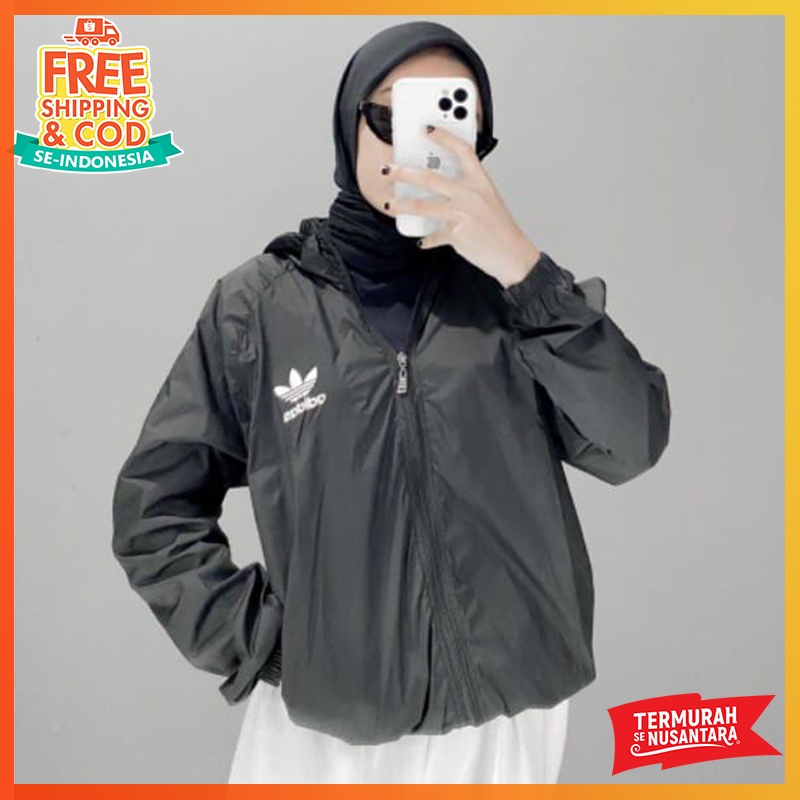 Jaket Parasut Olahraga, Sauna Suit, Jogging, Lari, Bersepeda, Despo, Gym Fitnes, Senam Jaket  Parasu