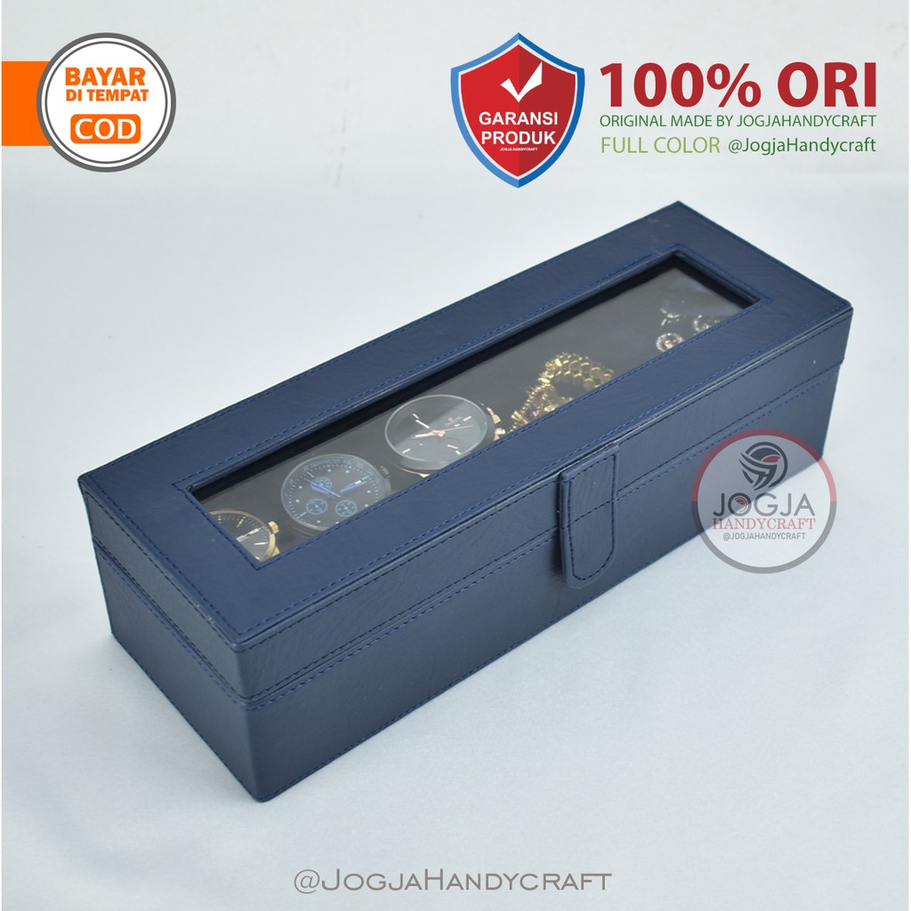 Navy Blue Box Tempat Jam Tangan isi 3 + Tempat Perhiasan &amp; Aksesoris