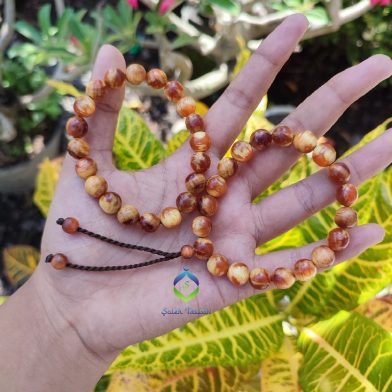 Gelang Kayu Pinus Size 8mm, Model Benang Serut Dan Benang Karet_Gelang Pria Dan Wanita