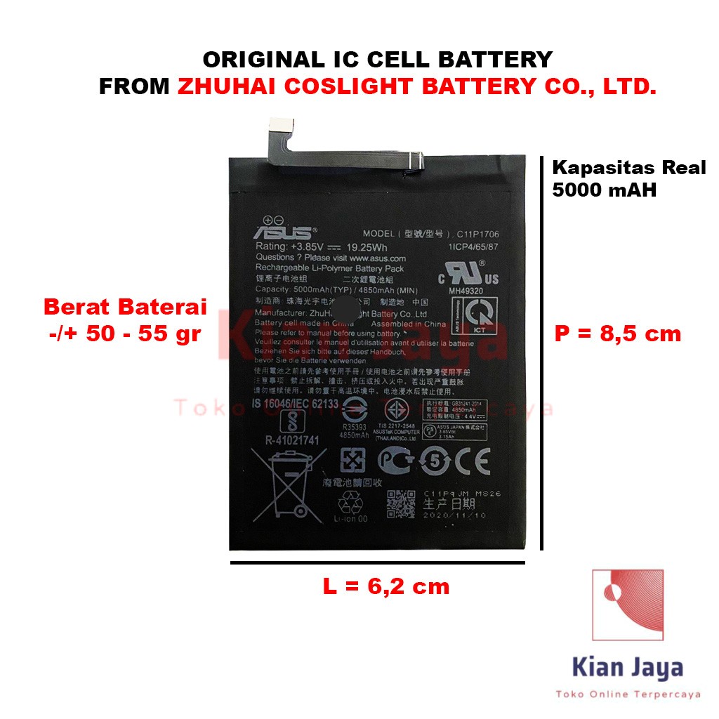 [Garansi 100% Ori] Baterai C11P1706 Untuk Handphone Asus Zenfone Max Pro M1, ZB601KL, ZB602KL / Max Pro M2, ZB631KL Batre Batrai Battery Hp X00TD, X00TDB, X00TDA, X00TD, X00T, X00TDE, X01BDA Original