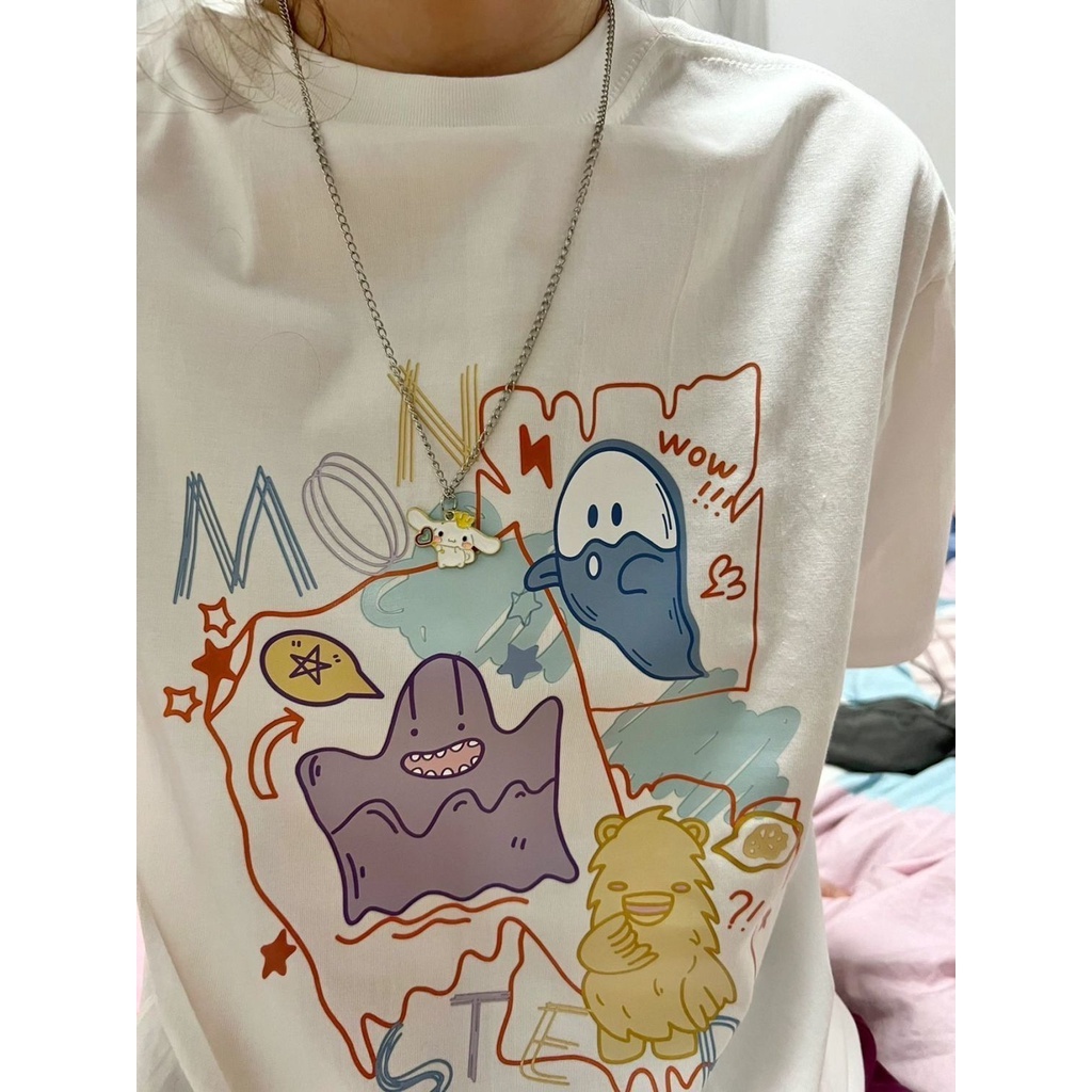 THISTLE - Oversize Tee Tshirt Wanita Model Longgar Motif Monster Depan Belakang