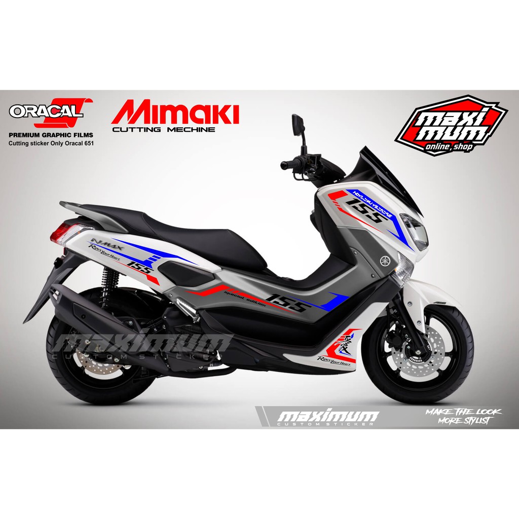 CUTTING STICKER NMAX PUTIH - STRIPING STIKER ORACAL BIRU MERAH