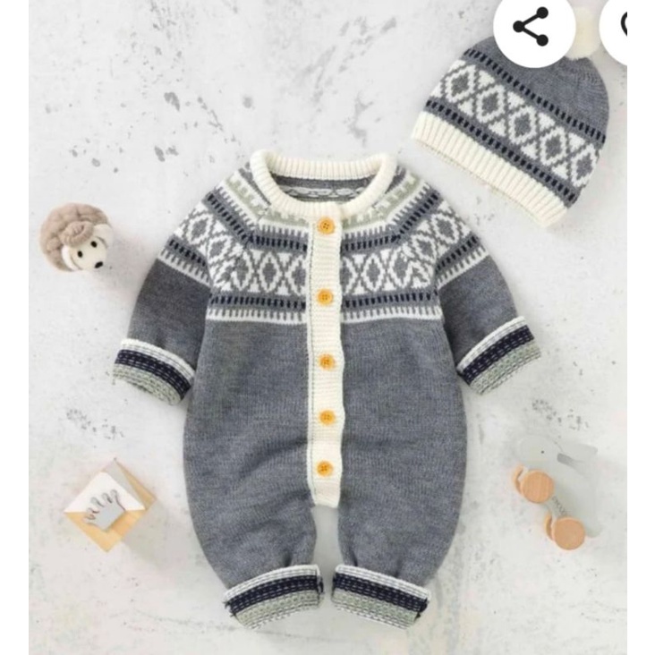BAJU KOKO BAYI/BAJU UNISEX/JUMPER BAYI KUPLUK/ROMPER KUPLUK/Jumper Rajut Anak Bayi Lucu 0-12 bln UNISEX/Baju kodok/Jumper bayi perempuan/Jumper bayi laki-laki-5
