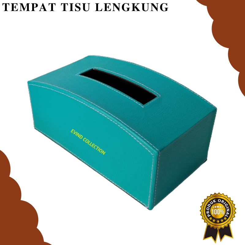 Tempat Tissue Kulit Sintetis Model Lengkung Isi 250 Sheet Kotak Tisu Premium