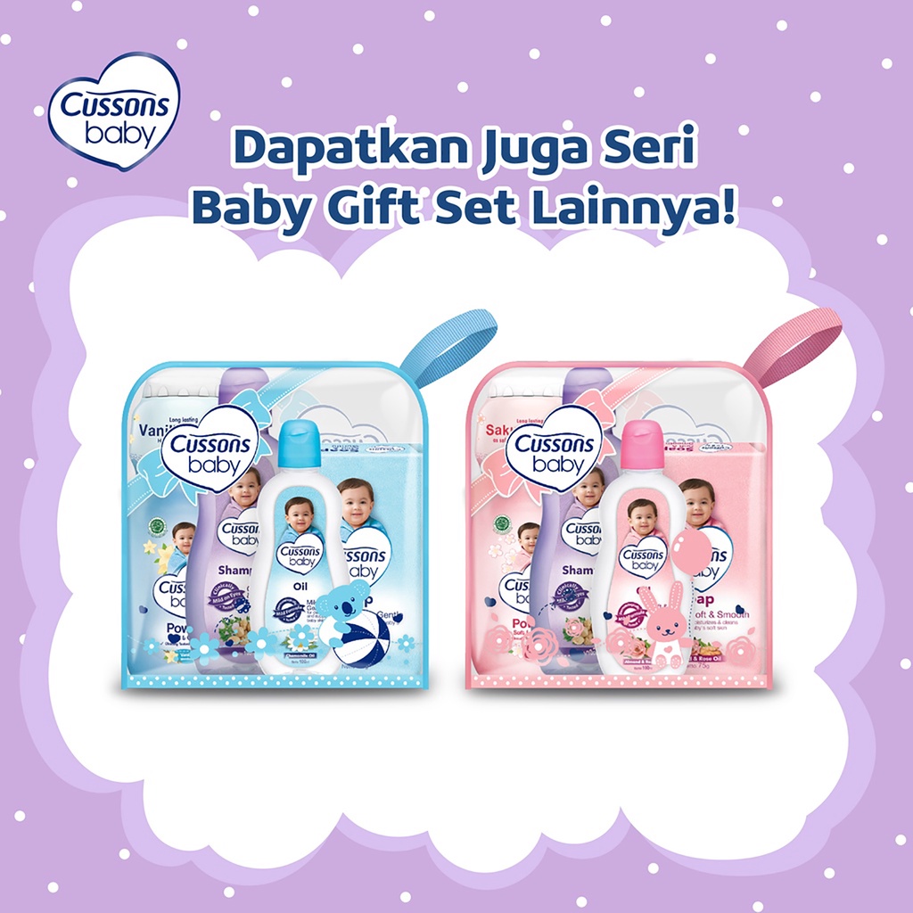 Bisa COD Mini Gift Pack Cussons Baby Mini Bag Travel Pack Gift Set 4in1 (Biru) (Pink) (Ungu)